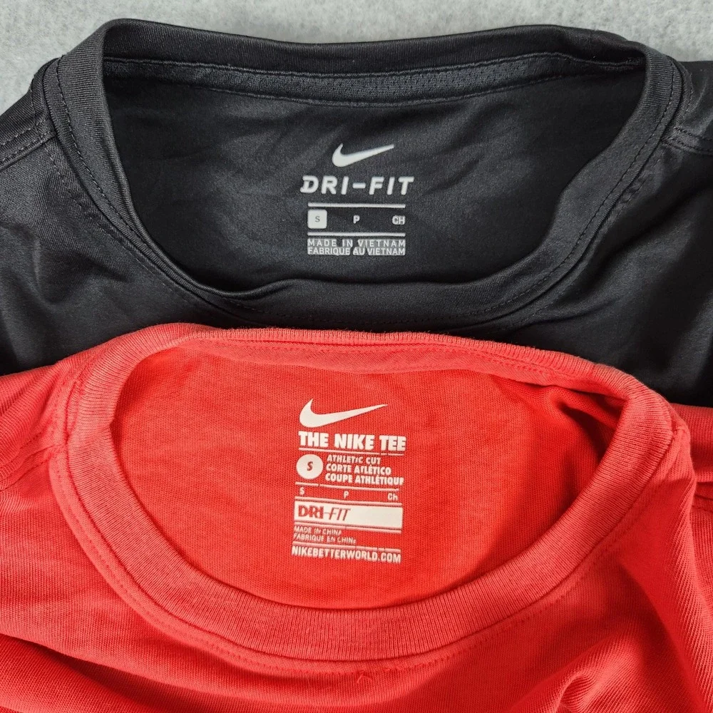 Nike T-Shirt Kids Boys Small Black Red Dri-FIT Athletic Cut Performance Lot of 2